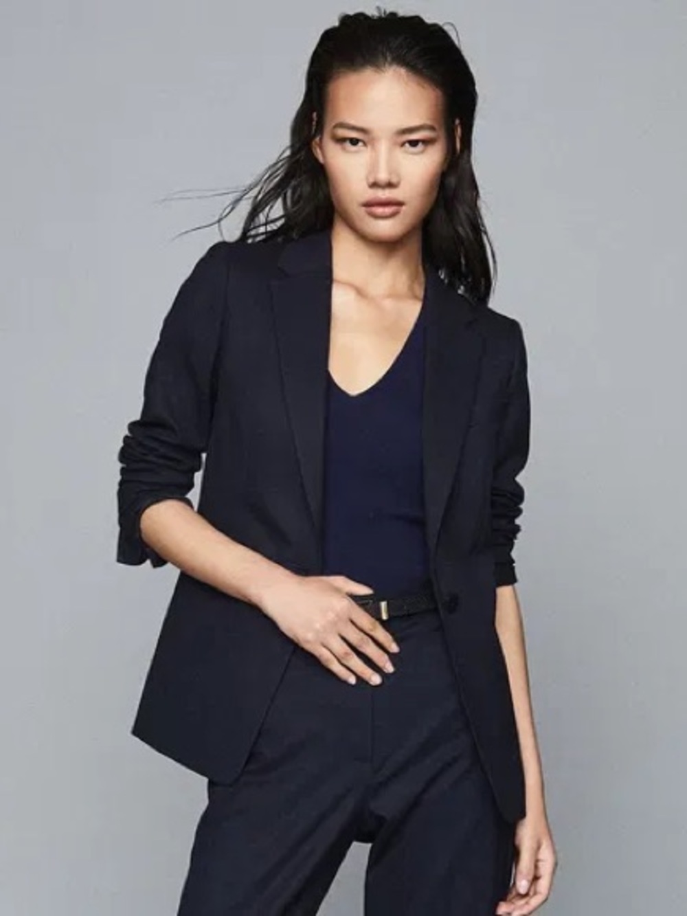 Reiss Sz 4 Hartley Black Wool Blend Classic Tailored Blazer